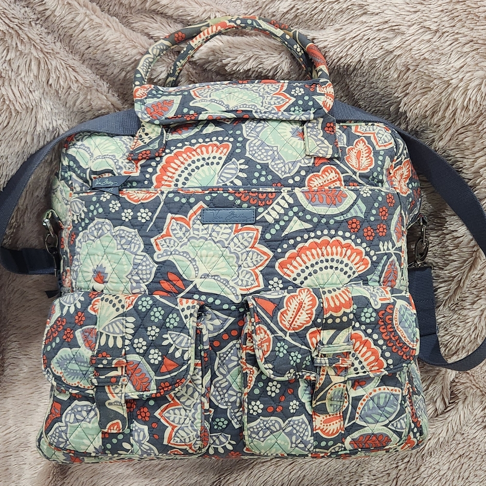 Pre-loved Vera Bradley Gray, Seafoam and Orange Floral Travel Bag